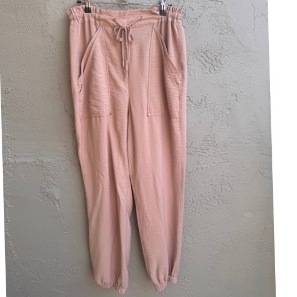 Intermix Womens Dusty Rose Pink Jogger Pants LARGE Elastic Waist Athleisure